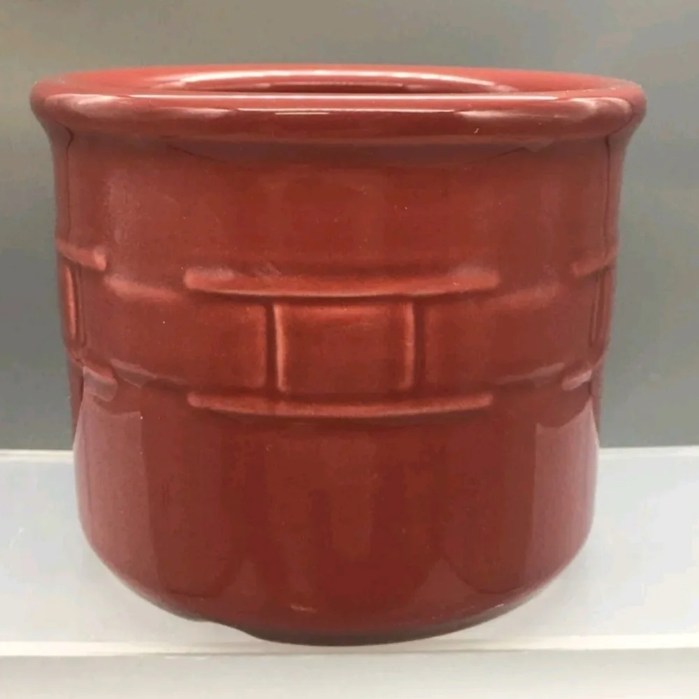 Longaberger Pottery Woven Traditions Paprika Pillar Candle Holder/Crock